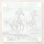 Zwei wilde Rennpferde Aquarell Glasuntersetzer (Rückseite)