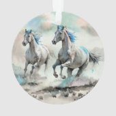 Zwei wilde Rennpferde Aquarell Ornament (Rückseite)