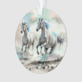Zwei wilde Rennpferde Aquarell Ornament (Vorderseite)