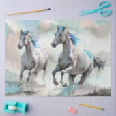 Zwei wilde Rennpferde Aquarell Seidenpapier (Basteln)