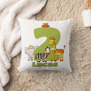 Zwei wilde Safari-Tiere 2. Geburtstag Benutzerdefi Kissen