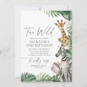 Zwei wilde Safari Tiere 2. Geburtstag Einladung (Vorderseite)