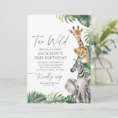 Zwei wilde Safari Tiere 2. Geburtstag Einladung (Stehend Vorderseite)