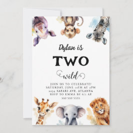 Zwei wilde Safari Tiere 2. Geburtstag Einladung