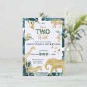 Zwei wilde Safari Tiere 2. Geburtstag Einladung (Stehend Vorderseite)