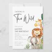 Zwei wilde Safari Tiere 2. Geburtstag Einladung (Vorderseite)