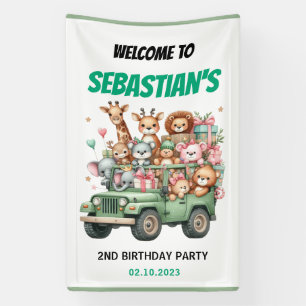 Zwei wilde Safari-Tiere zum 2. Geburtstag Banner