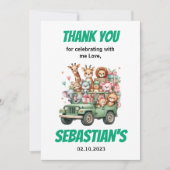 Zwei wilde Safari-Tiere zum 2. Geburtstag Dankeskarte (Vorderseite)