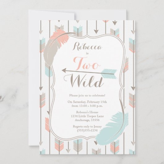 ZWEI wilde Stammespfeile Zweite Geburtstagspartei Einladung (Vorderseite)