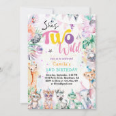 Zwei wilde tropische Safari-Tiere Mädchen Geburtst Einladung (Vorderseite)