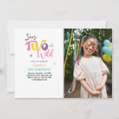 Zwei wilde tropische Safari-Tiere Mädchen Geburtst Einladung (Vorderseite)