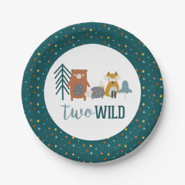 Zwei wilde Waldtiere zum zweiten Geburtstag Pappteller