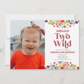 Zwei wilde Wildblume Zweites Party zum Geburtstag Einladung (Vorderseite)