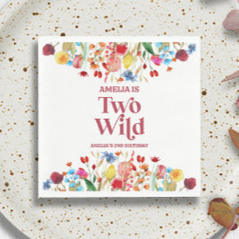 Zwei wilde Wildblume Zweites Party zum Geburtstag Serviette