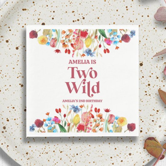 Zwei wilde Wildblume Zweites Party zum Geburtstag Serviette