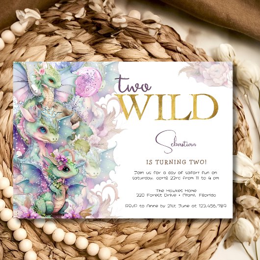 Zwei wilde Zauberdrachen Kindergeburtstag Party Einladung