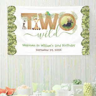 Zwei wilde zweite Geburtstags-Safari-Tiere Foto Ho Banner
