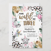 Zwei Wildleopard Print Safari Tiere Geburtstag Inv Einladung (Vorderseite)