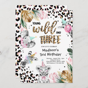 Zwei Wildleopard Print Safari Tiere Geburtstag Inv Einladung