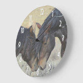 Zwei Wildpferde Große Wanduhr (Winkel)