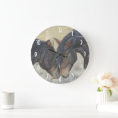 Zwei Wildpferde Große Wanduhr (Zuhause)