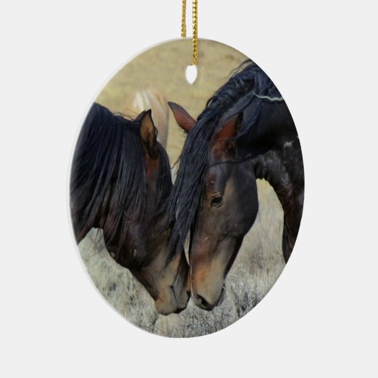 Zwei Wildpferde Keramik Ornament (Rechts)