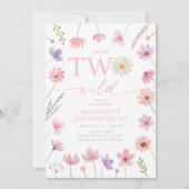 Zwei wildrosa Lila Wildblumen am zweiten Geburtsta Einladung (Vorderseite)