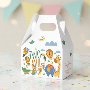 Zwei Wildsafari-Tiere - zweite Geburtstagsparty Geschenkschachtel
