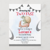 Zwei Wildschildkrötenfahrräder 2. Geburtstag Party Postkarte (Vorderseite)