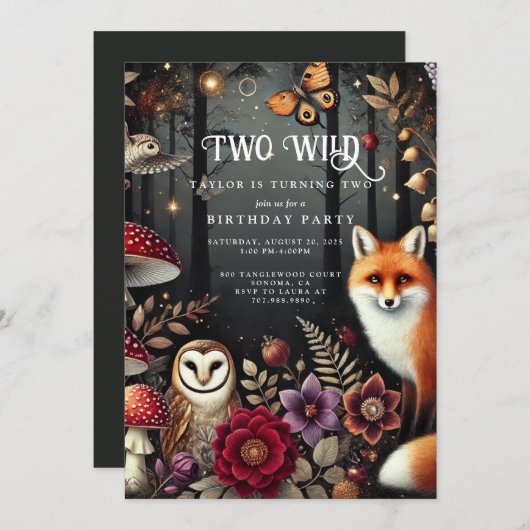 Zwei Wildtiere 2. Geburtstag Einladung (Vorne/Hinten)