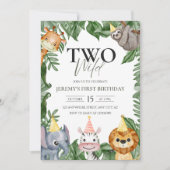 Zwei Wildtiere 2. Geburtstag Foto Einladung (Vorderseite)
