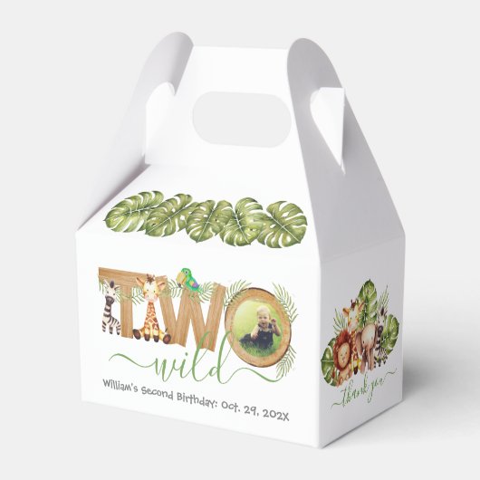 Zwei Wildtiere 2. Geburtstag Jungle Foto Geschenkschachtel (Vorderseite)