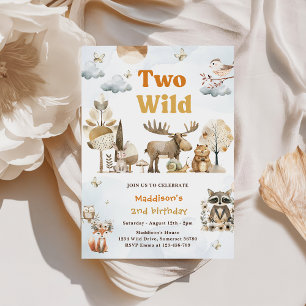 Zwei Wildtiere 2. Geburtstag Party Einladung