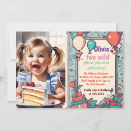 Zwei Wildtiere, 2. Geburtstag, Safari Tiere Niedli Einladung