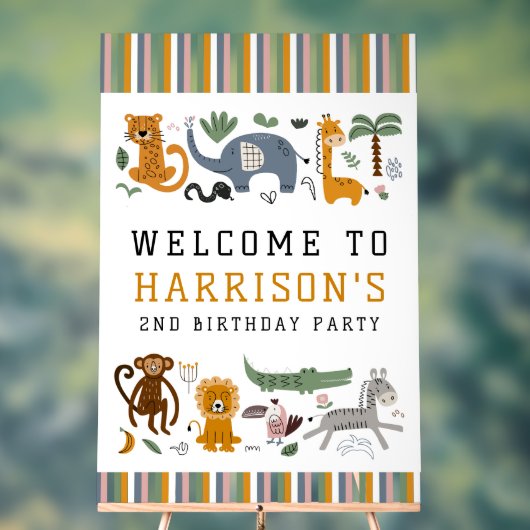 Zwei Wildtiere, 2. Geburtstag Safari Tiere Niedlic Acrylschild (Neutral)