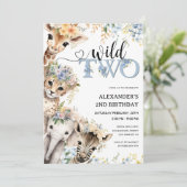 Zwei Wildtiere | Boy Safari Jungle 2. Geburtstag Einladung (Stehend Vorderseite)