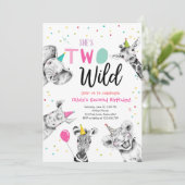 Zwei Wildtiere im Safari-Party zum zweiten Geburts Einladung (Stehend Vorderseite)