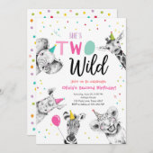 Zwei Wildtiere im Safari-Party zum zweiten Geburts Einladung (Vorne/Hinten)