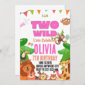 Zwei Wildtiere Mädchen zum zweiten Geburtstag Einladung (Vorne/Hinten)