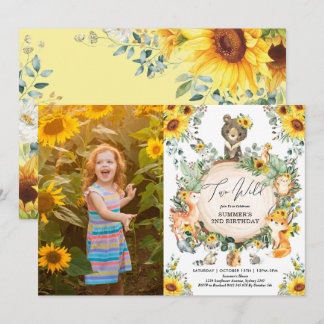 Zwei Wildtiere | Sonnenblumenwald 2. Geburtstag Einladung