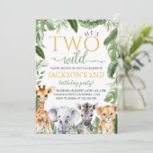 Zwei Wildtiere zum Geburtstag Einladung (Stehend Vorderseite)