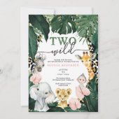 Zwei Wildtiere zum Geburtstag Einladung (Vorderseite)