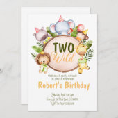Zwei Wildtiere zum Geburtstag Einladung (Vorne/Hinten)