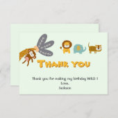 Zwei Wildtiere zum zweiten Geburtstag Niedliche Sa Dankeskarte (Vorne/Hinten)