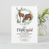 Zwei Wildwälder zum Geburtstag Einladung für Junge (Stehend Vorderseite)