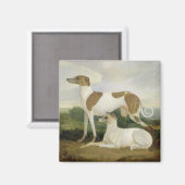 Zwei Windhunde in einer Landschaft (Öl auf Leinwan Magnet (Vorderseite/Rückseite)