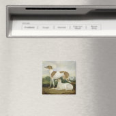 Zwei Windhunde in einer Landschaft (Öl auf Leinwan Magnet (In Situ (Geschirrspüler))