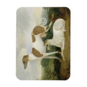 Zwei Windhunde in einer Landschaft (Öl auf Leinwan Magnet (Vertikal)