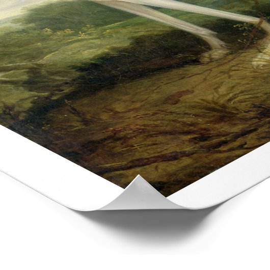 Zwei Windhunde in einer Landschaft (Öl auf Leinwan Poster (Ecke)