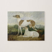 Zwei Windhunde in einer Landschaft (Öl auf Puzzle (Horizontal)